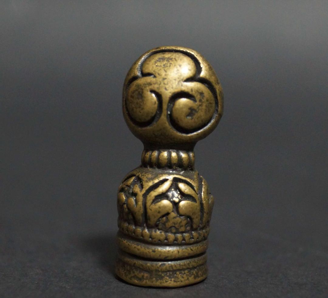 オールドチベッ仏教トクチャ 銅製印章 法螺貝文 お守り 緒締玉 提げ物 装飾品