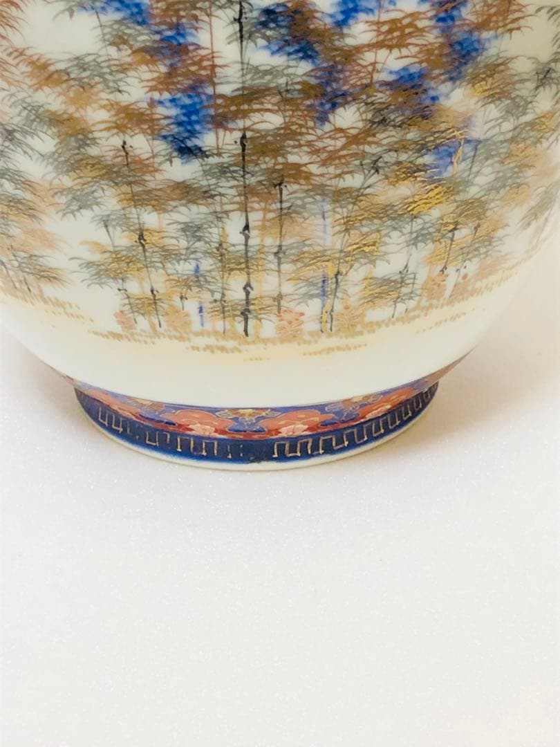 最終割引価格 明治 初期 有田焼 明治香蘭社 オールド香蘭社 色絵竹林文 花瓶