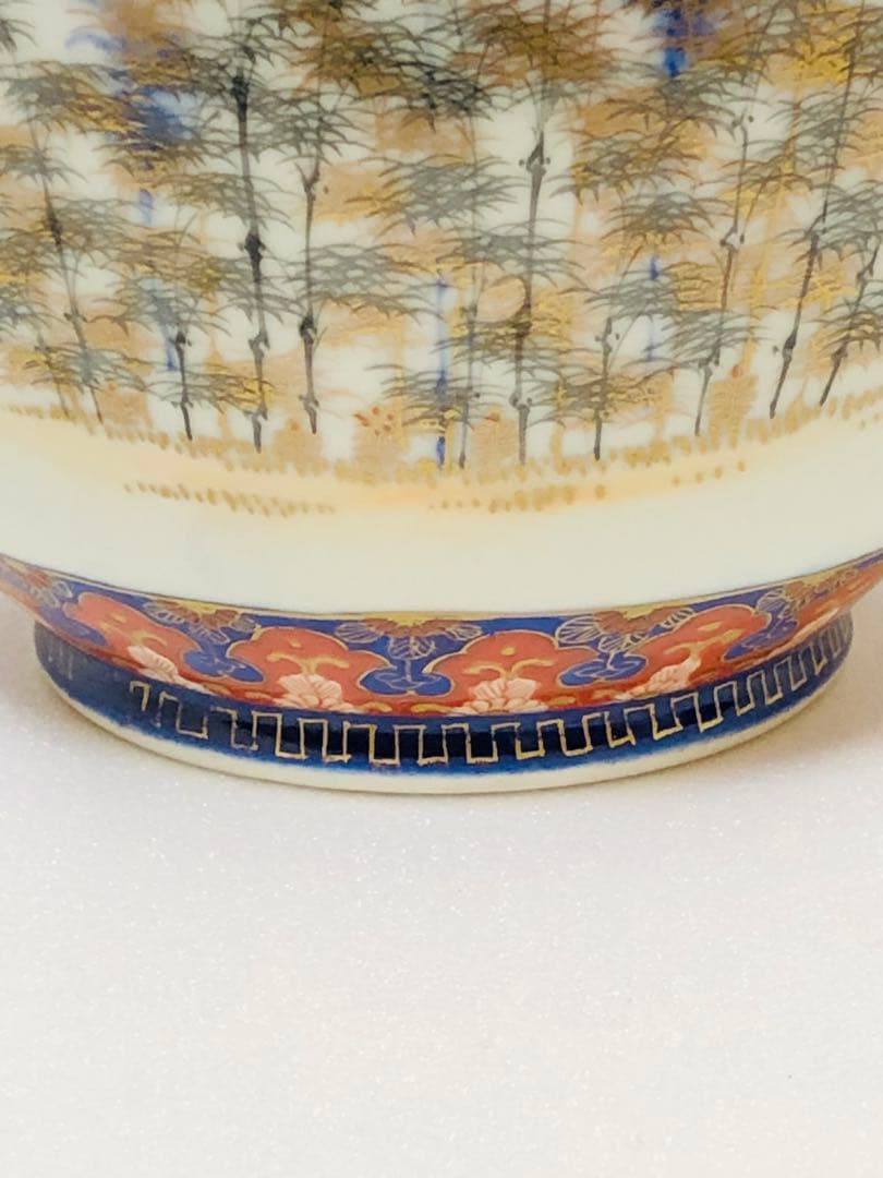 最終割引価格 明治 初期 有田焼 明治香蘭社 オールド香蘭社 色絵竹林文 花瓶