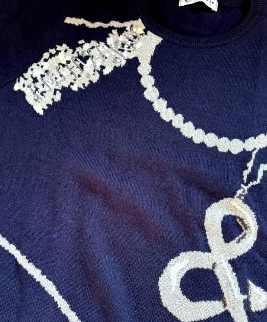 超美品！アンパスィネイビー 長袖ニット セーターM