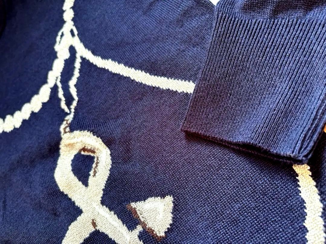 超美品！アンパスィネイビー 長袖ニット セーターM