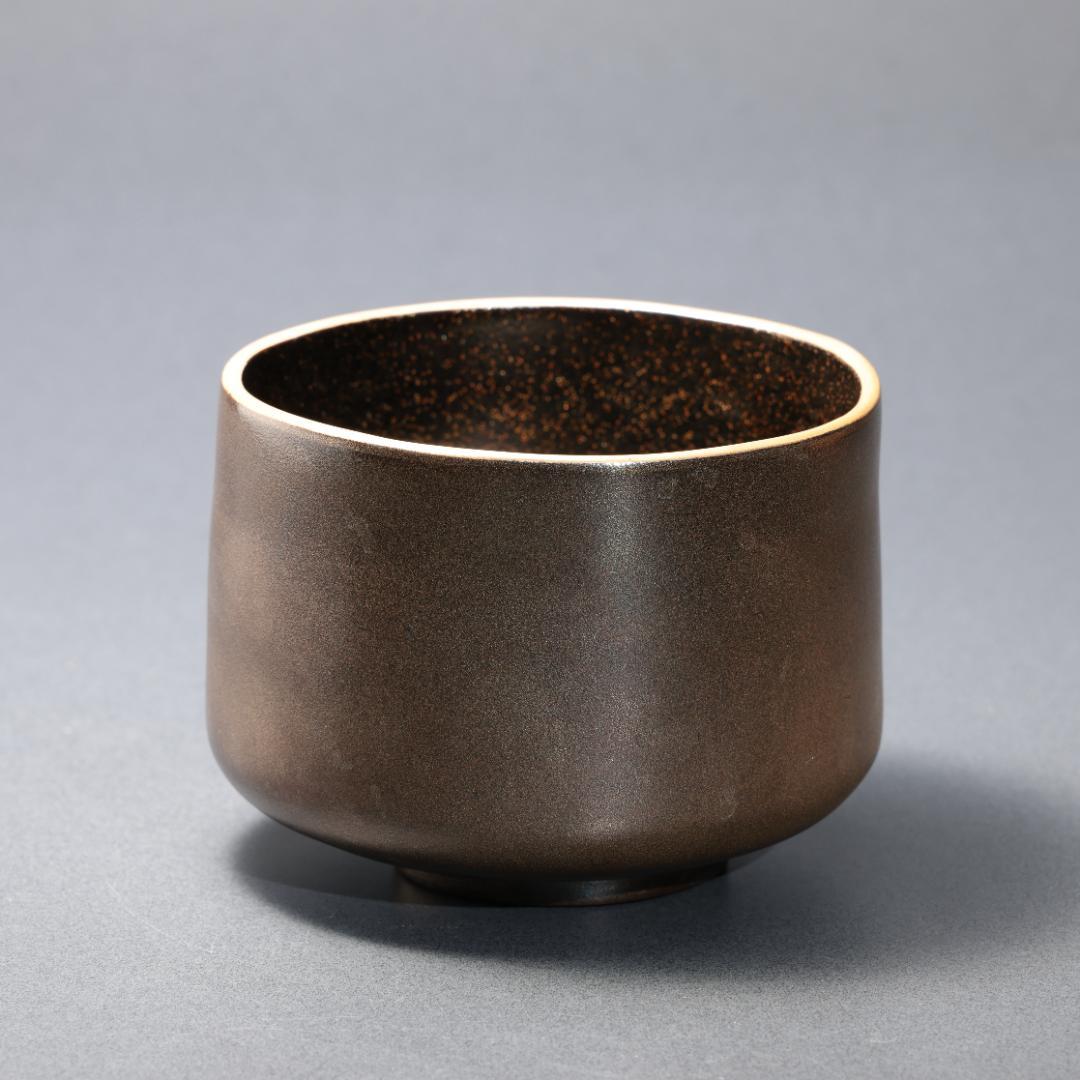 【茶道具】乾漆　抹茶碗　蔦蒔絵　銀錆塗　漆塗　共箱　R1586N3