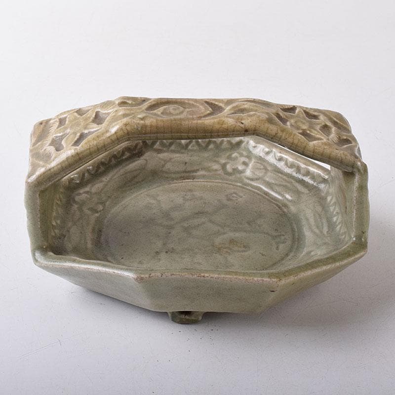 中国　七官青磁　刻花文　手鉢　時代箱　V　R8478