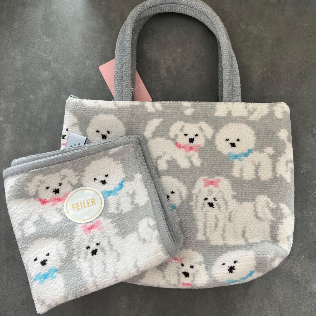【新品未使用】ラブラリーフェイラー モフモフワンチャン ハンカチ バッグ