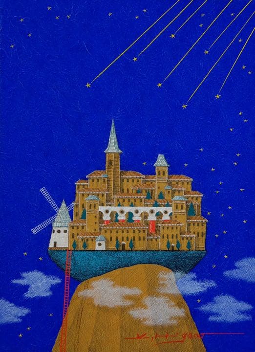 「風の街へ」テンペラ画