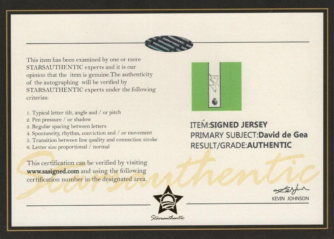 直筆サイン入りユニフォーム David de Gea  /フレーム別/SA鑑定済