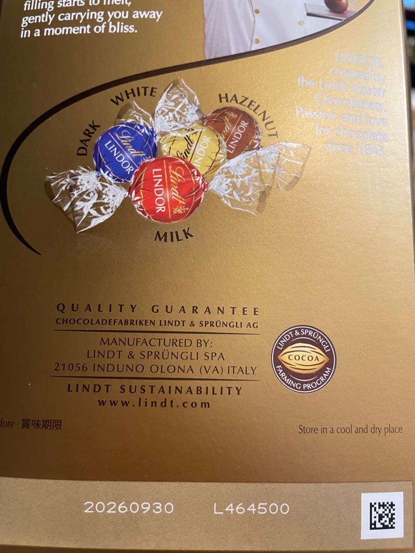 リンツリンドールチョコレート600gx3箱