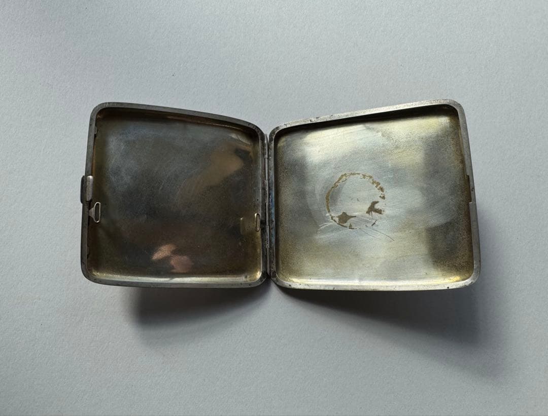 彫金 雉（キジ）ペア図 シガレットケース 金工細工 美秀刻