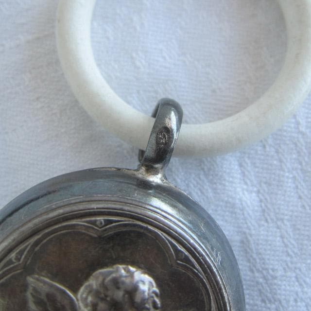 シルバー銀製 ラトル 天使 がらがら ベビー フランスアンティーク