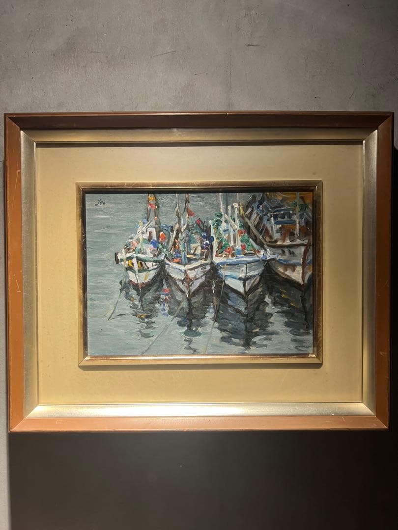 伊藤正【滞船】1971 肉筆油彩画