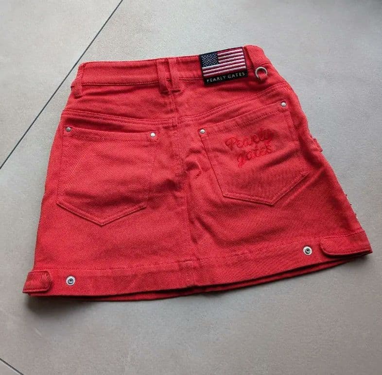 ♡PEARLY GATES♡赤スカート★00サイズ★美品★星刺繍・国旗ワッペン