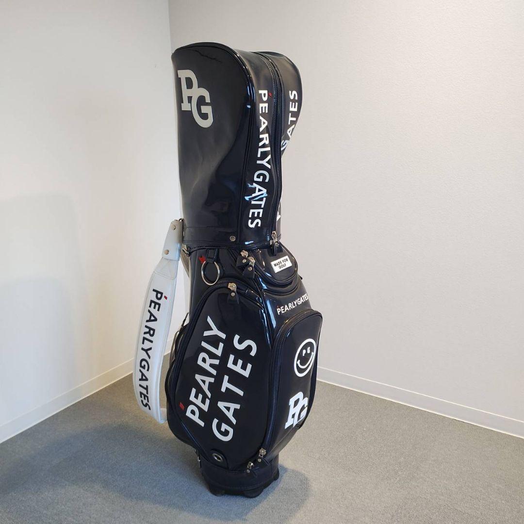 美品【パーリーゲイツ】エナメルキャデイバッグ　ネイビー