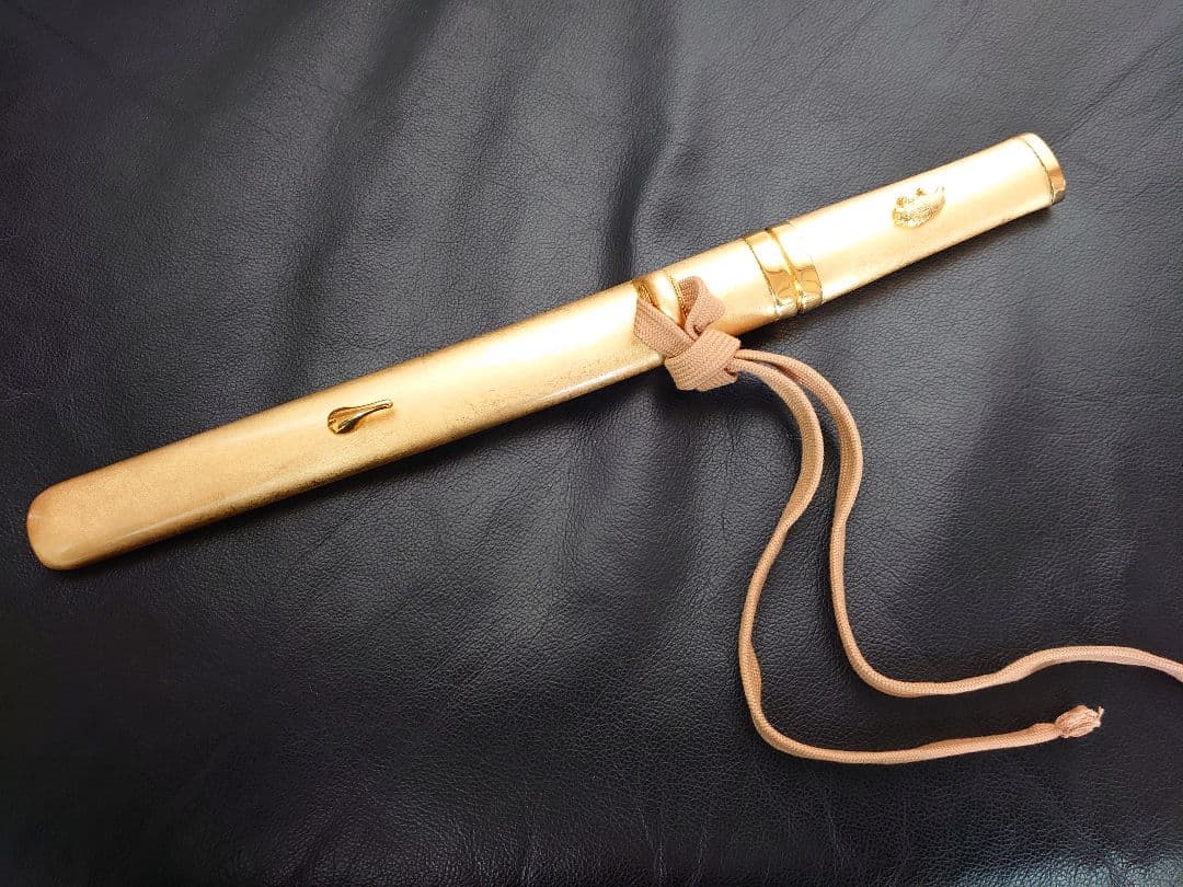 【希少】フランクリンミント長寿守刀 蓑亀図目貫純金仕上げ模造刀 桐箱付き