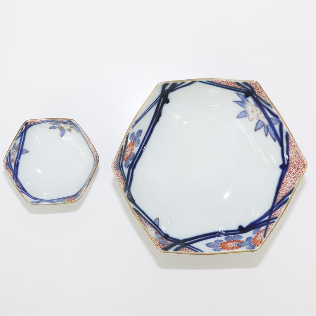 陶泉堂 桔梗型器 染付 金彩 膾皿 17客 小鉢18客 木箱付