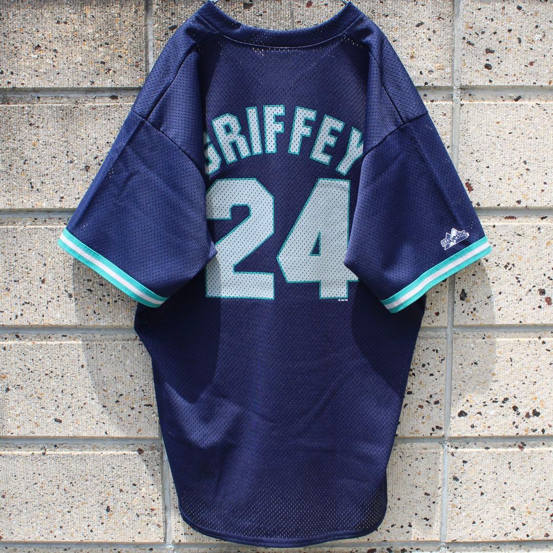 USA製 90s　シアトル マリナーズ グリフィーJr. 古着 プルゲームシャツ