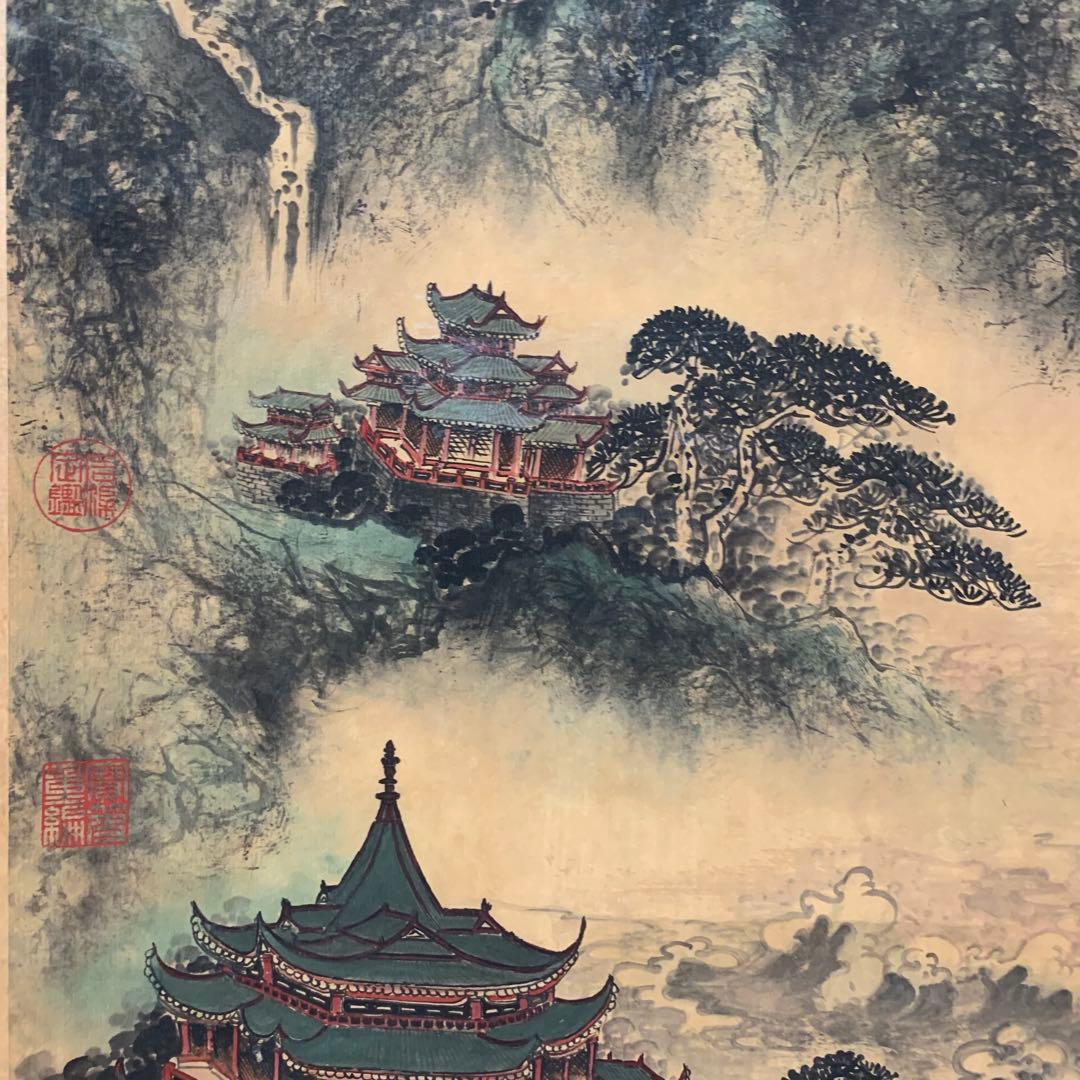 清国　大型　古美術　乾隆三希堂封印　名家 【仇英 】 氏の書卷绘　掛け軸　美術品