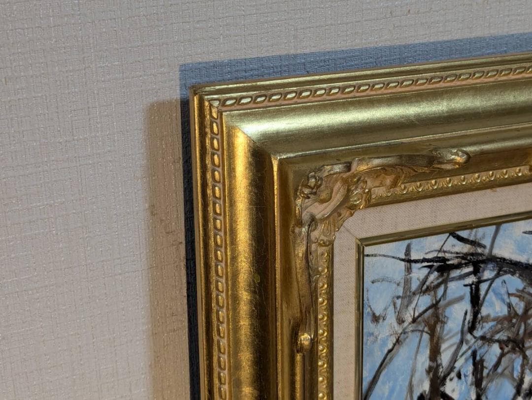 【真作】絵画　油彩8号　木洩れ日の小径　静かな風景　印象派風アート　Z76