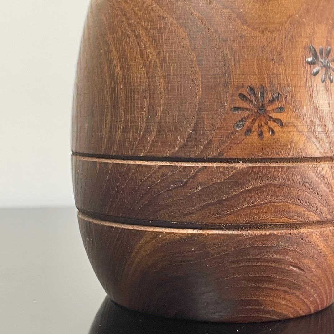 【山中三平】創作こけし｜おかっぱ 伏し目 花模様｜三平こけし 約19cm