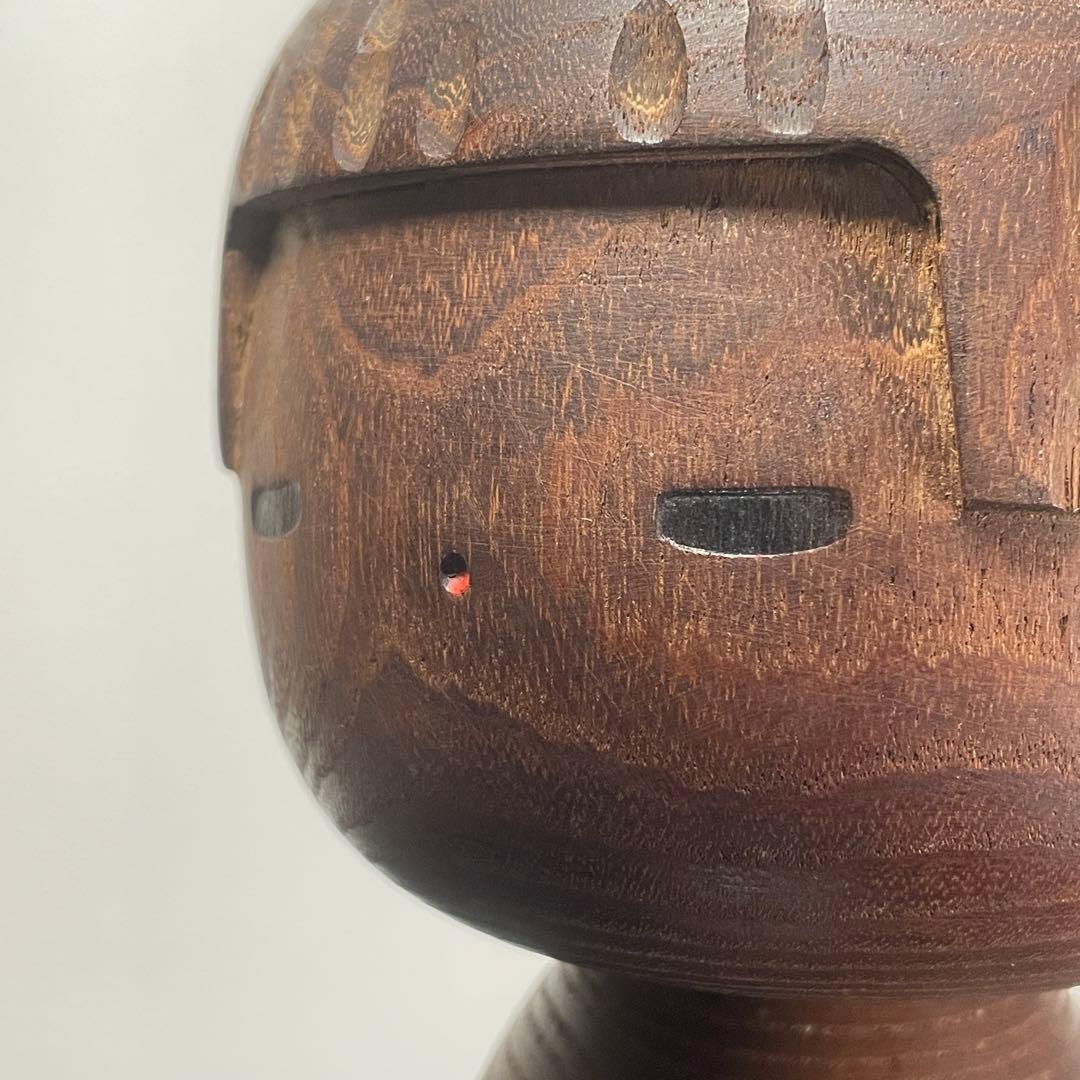 【山中三平】創作こけし｜おかっぱ 伏し目 花模様｜三平こけし 約19cm