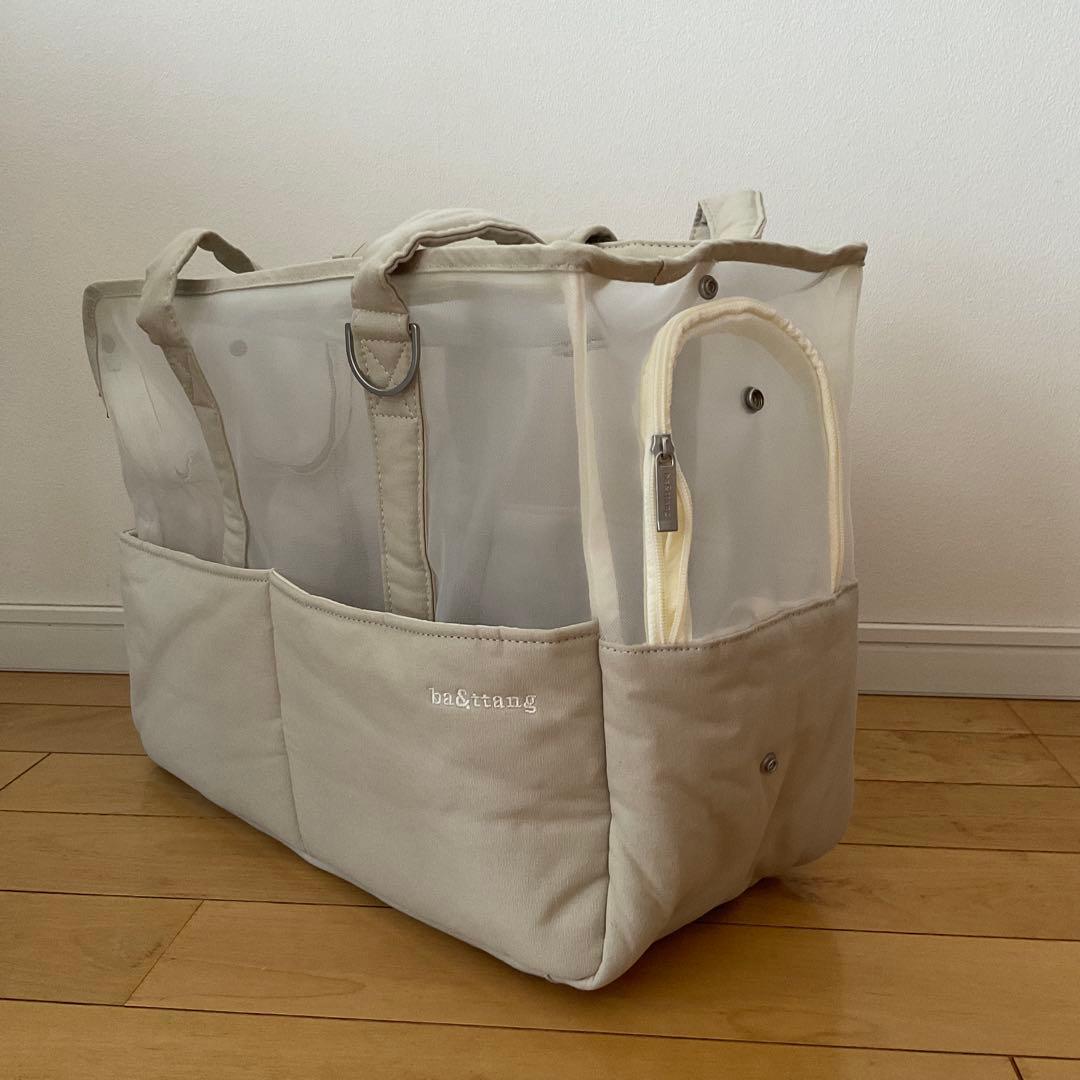 ba&ttang メッシュキャリーバッグ ベージュ　Lサイズ