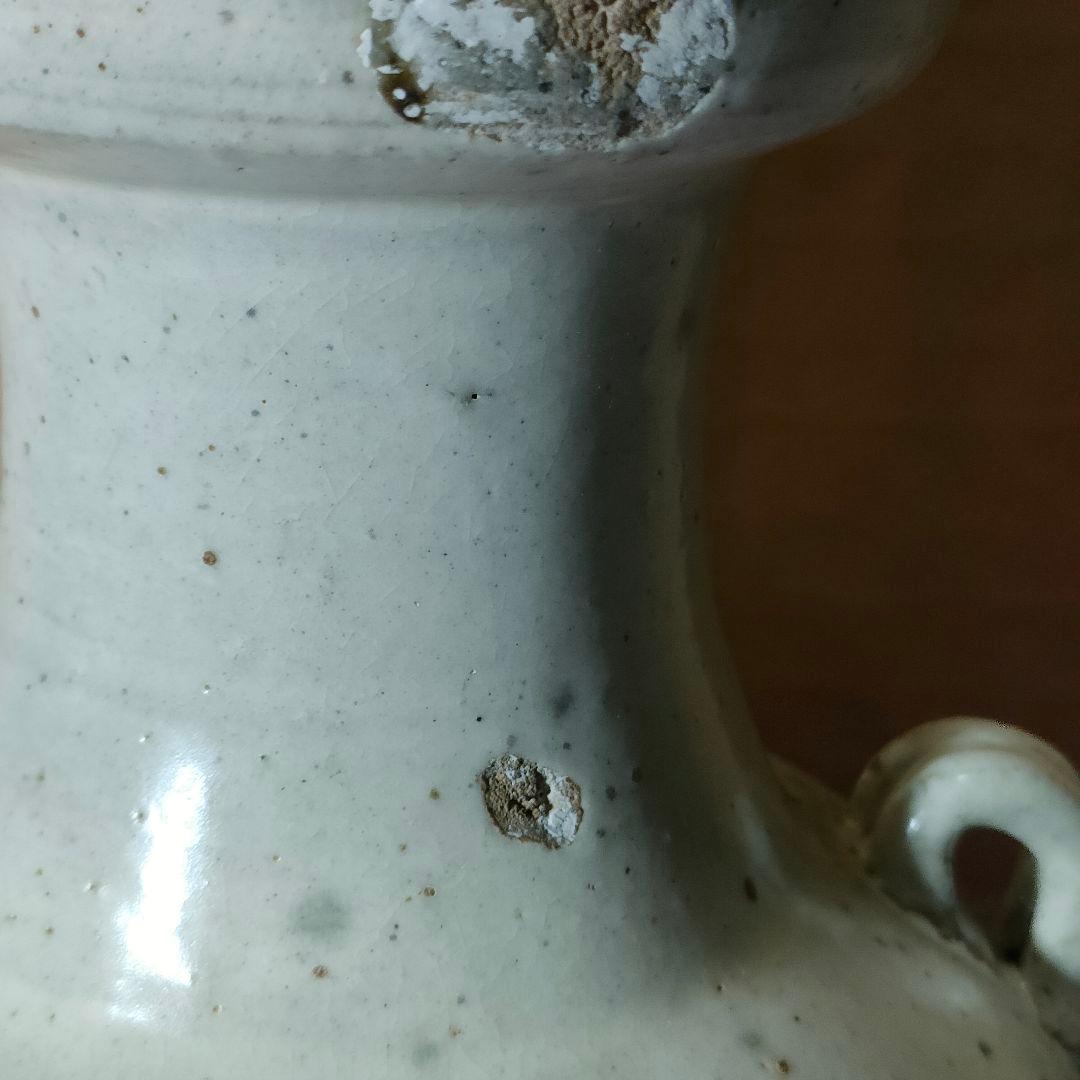 白磁ニ耳壺　中国南方　唐白