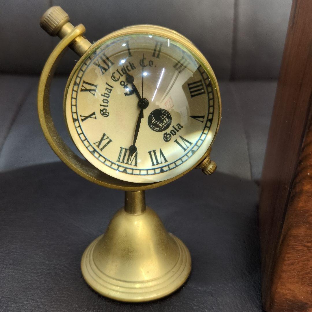 Global Clock Co. Gola 地球儀型時計 木製ボックス付き