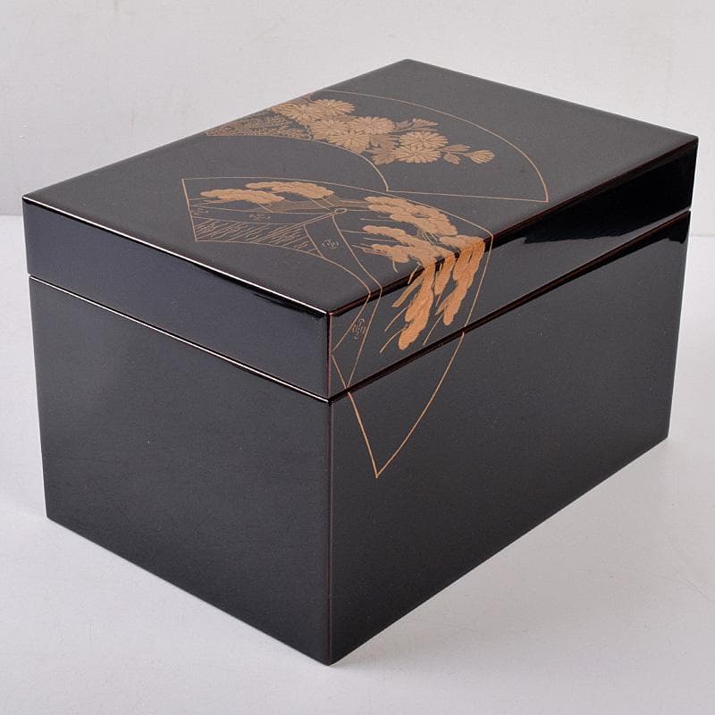 美子銘　扇蒔絵　茶箱　五良太甫呉祥瑞造　染付　振出など　十一点　M　R9008