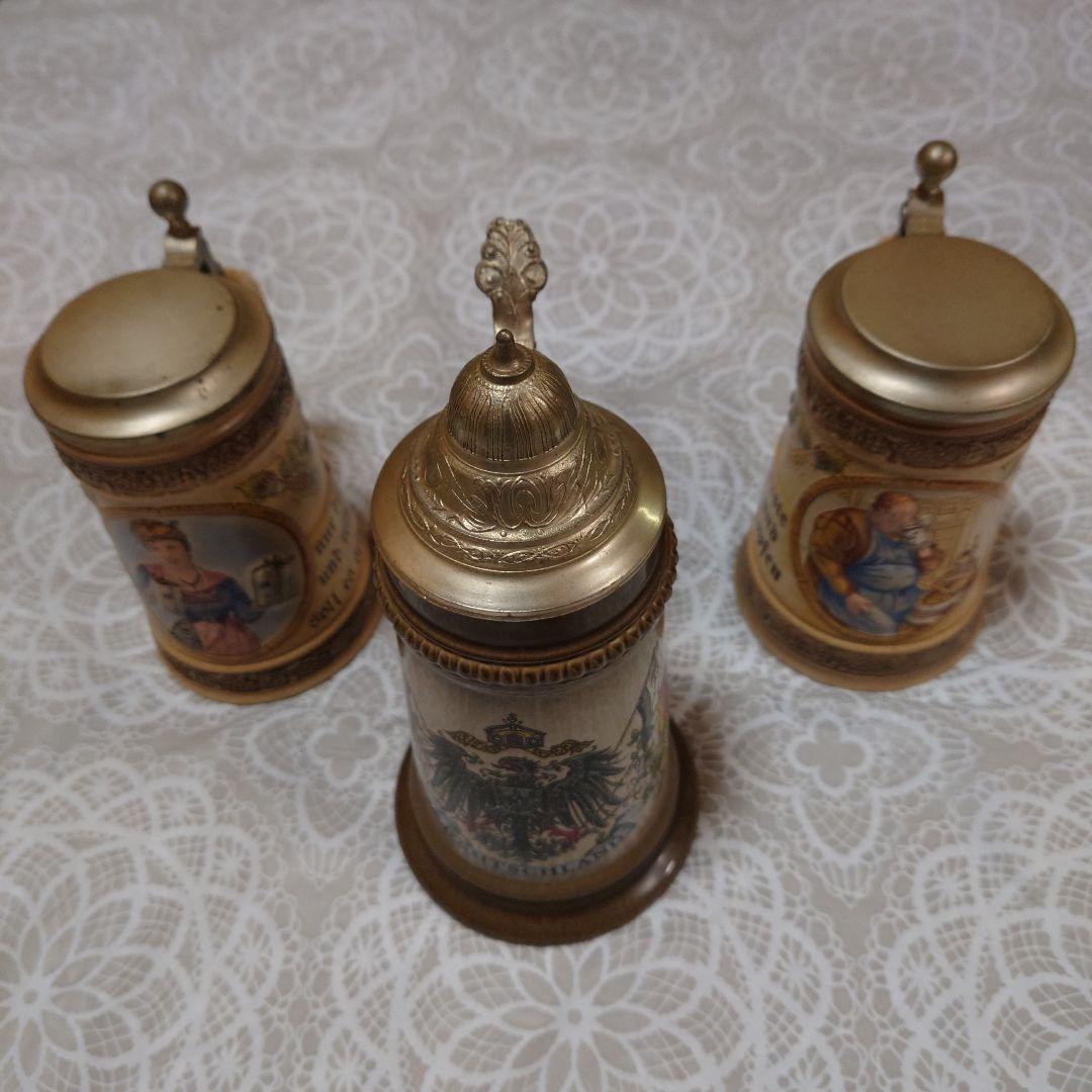 限定アンティークドイツ製ビールジョッキ 3点セット観賞用コレクション