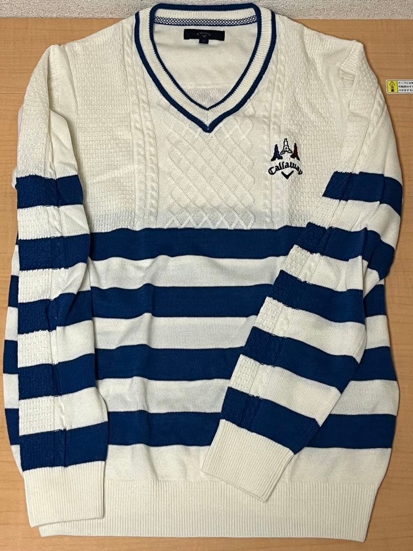 Callaway Vネック セーター ホワイト/ネイビー