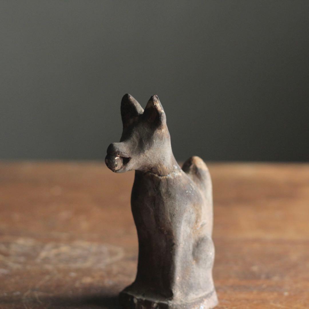 古い 土人形 お稲荷さん 割れ補修あり 郷土人形 民芸 古道具 アンティーク 狐