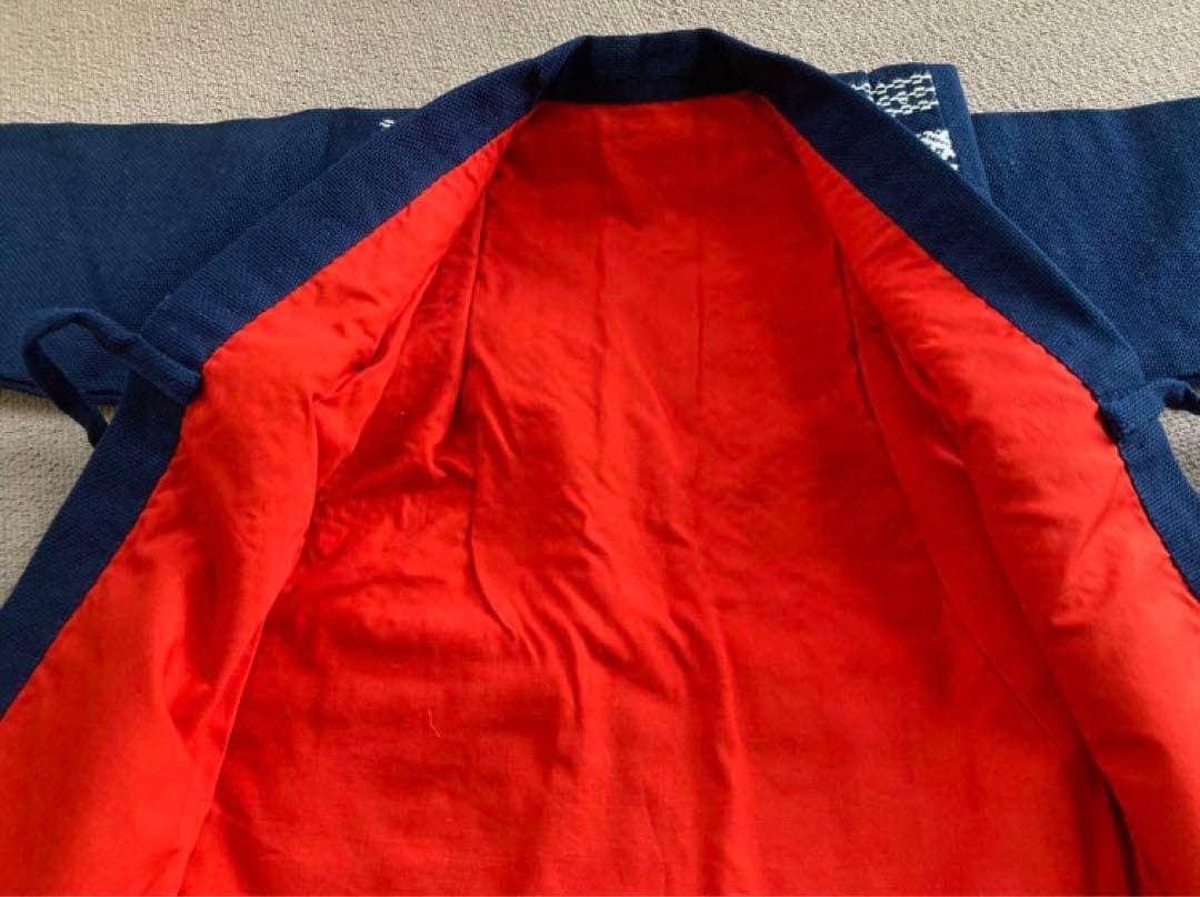 美品　津軽　こぎん刺し　刺し子　はっぴ　半纏　キッズ　子供サイズ 羽織