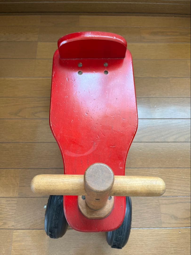 木製 キッズ 乗用玩具 四輪 ライドオン レトロ 赤 車