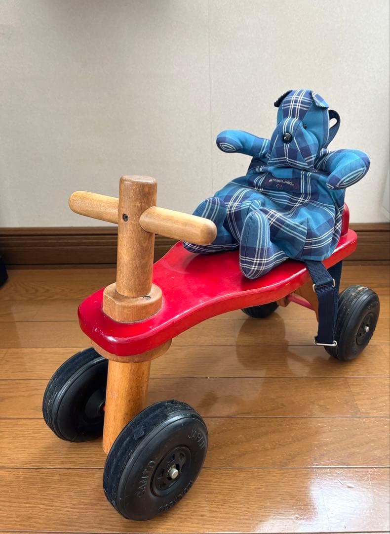 木製 キッズ 乗用玩具 四輪 ライドオン レトロ 赤 車