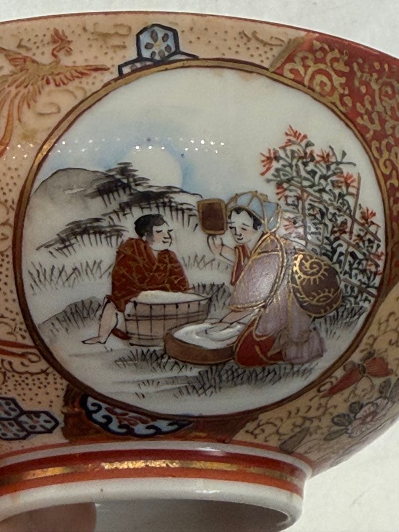 明治　極上　九谷　蓋茶碗①　九谷谷口造　送料込み250130