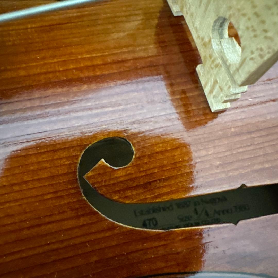 希少 SUZUKI No.470 4/4サイズ バイオリン 虎目 ケース 弓付属