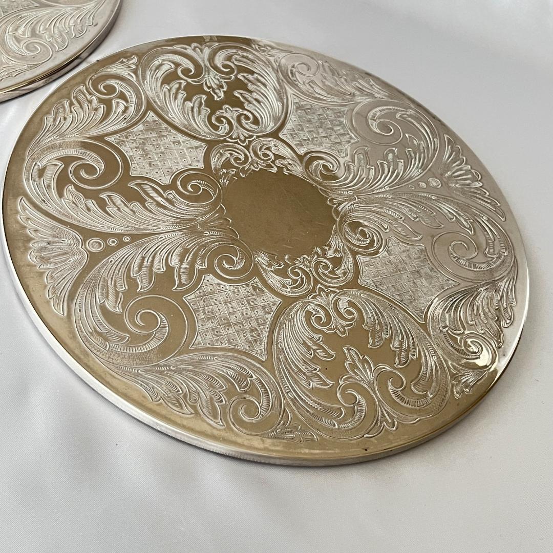 【英国】プレースマット 22cm 2枚【シルバープレート】大盤