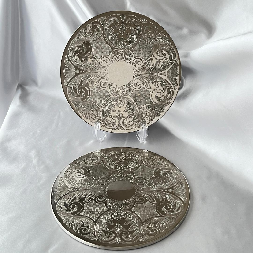 【英国】プレースマット 22cm 2枚【シルバープレート】大盤