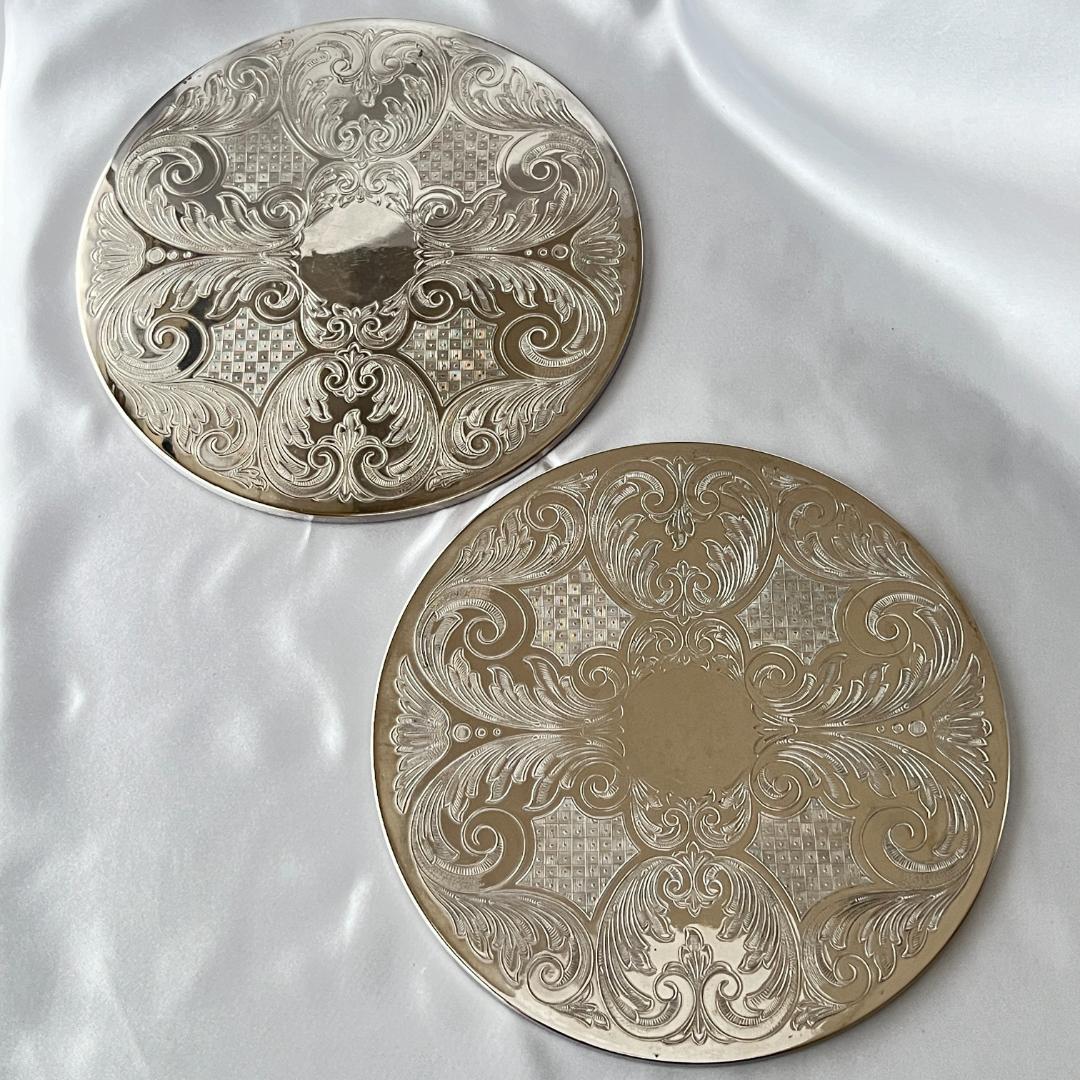 【英国】プレースマット 22cm 2枚【シルバープレート】大盤