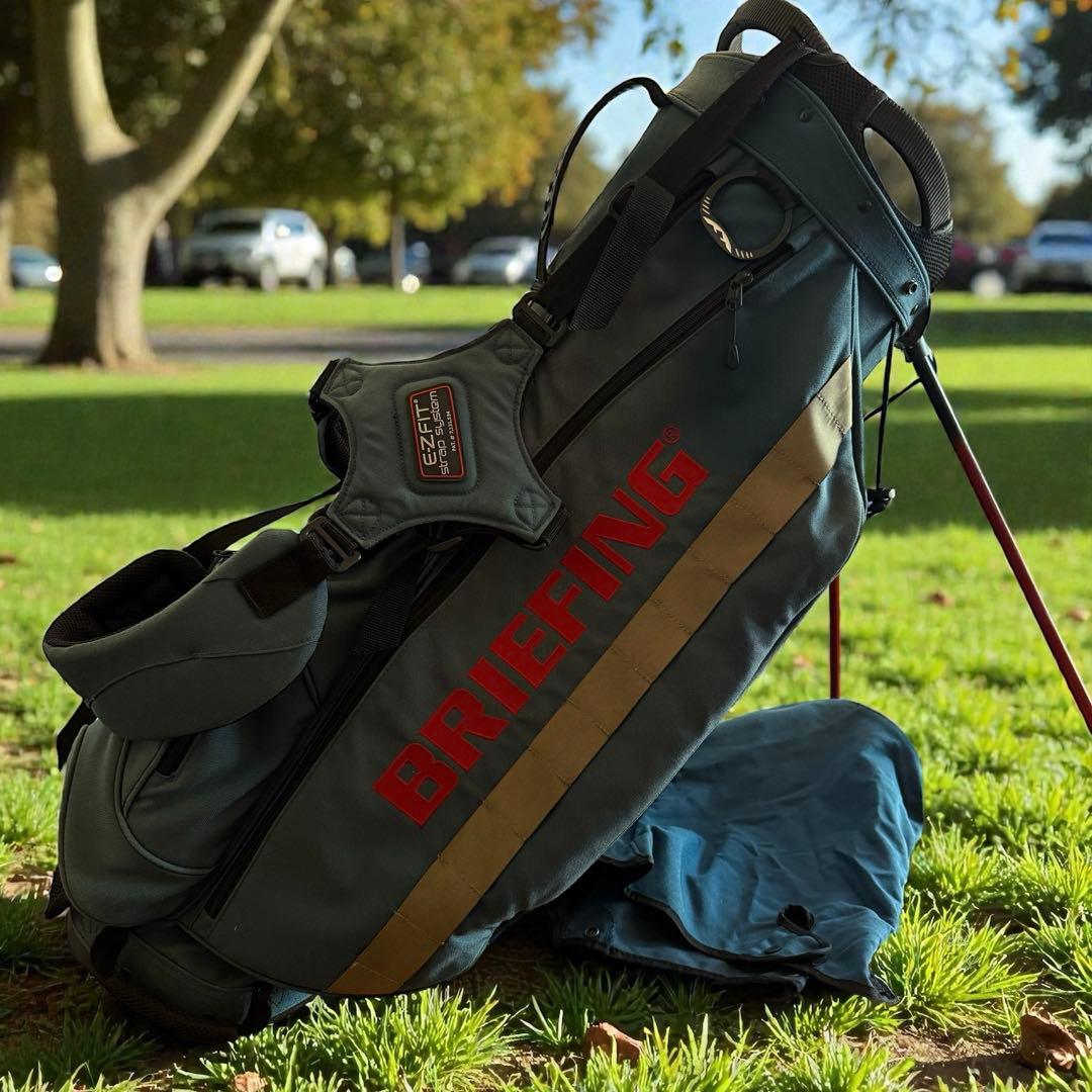 ブリーフィング　キャディバッグ　ショルダー式　スタンド式　軽量　デニム調　ブルー