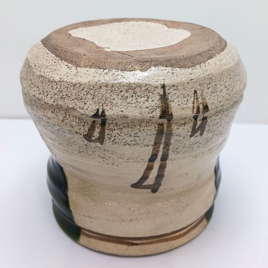 Y2228-2 茶道具 山口錠鉄 織部水指 共箱　こ