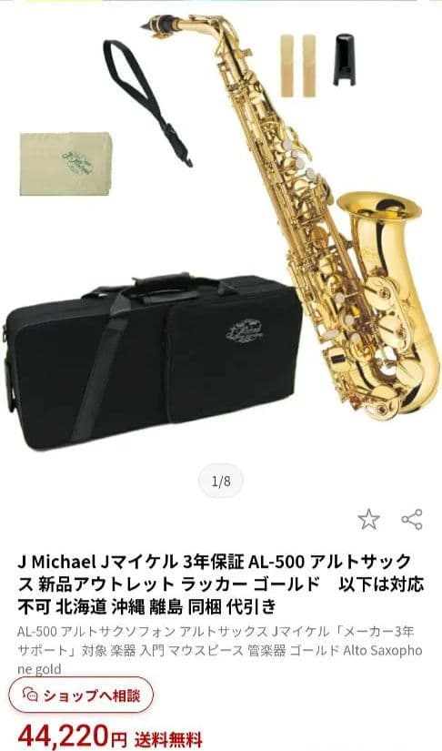 J. Michael サックス ゴールド 本体とケース付き