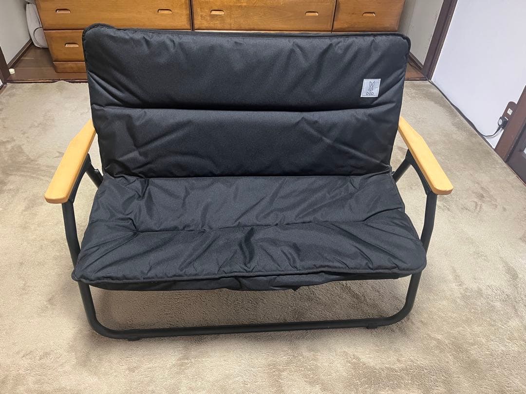 DODブラック 折りたたみアウトドアベンチ