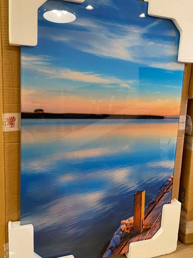 新品　ガラス　壁掛け　アートパネル ポスター　3PCSセット 自然風景　絵画