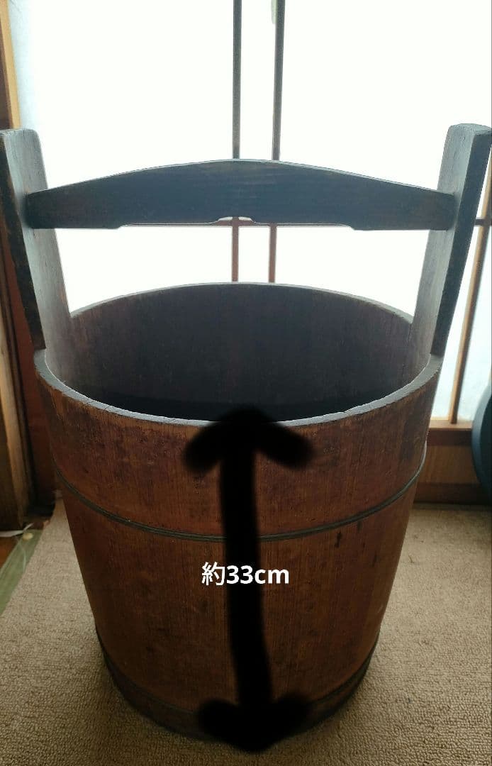 古道具　樽　バケツ　水汲み　水桶　桶　レトロ　ヴィンテージ　木製　木　年代物