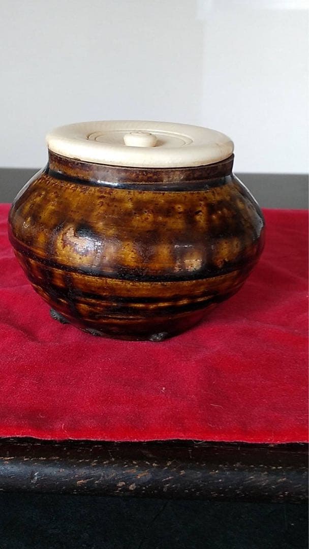 李朝　飴釉　大海茶入　ぐい呑み　朝鮮美術　韓国美術　茶道具　煎茶道具　古美術