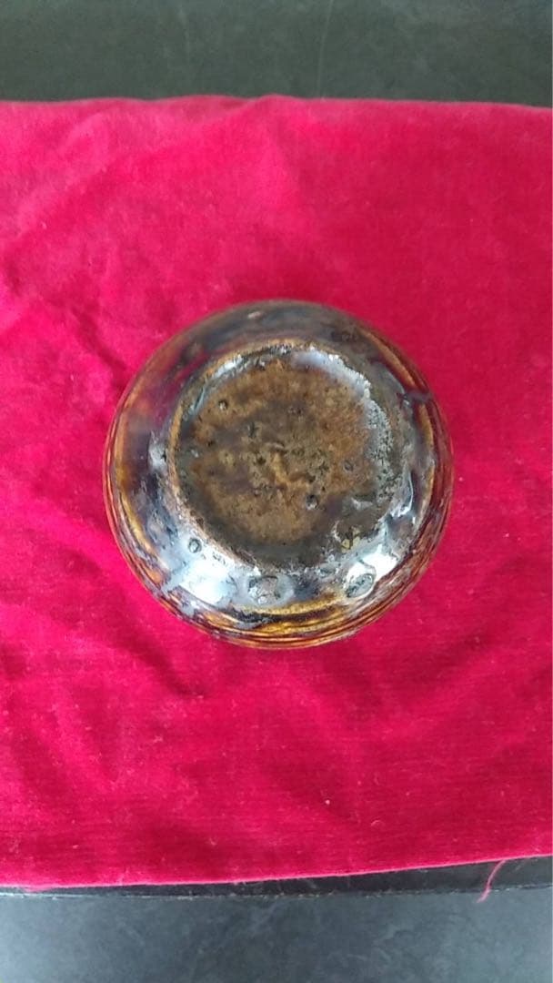 李朝　飴釉　大海茶入　ぐい呑み　朝鮮美術　韓国美術　茶道具　煎茶道具　古美術