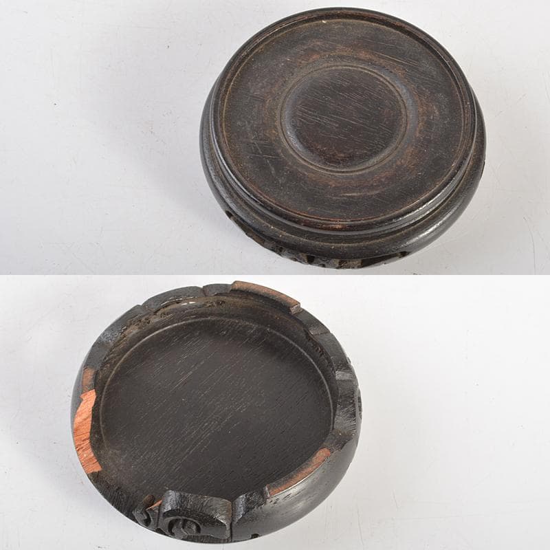 中国　辰砂釉　長顎瓶　唐木台付　D　R6754