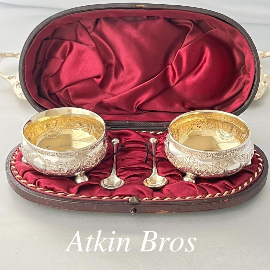 【Atkin Bros】 ビクトリアンのソルトポット / スプーン ペア
