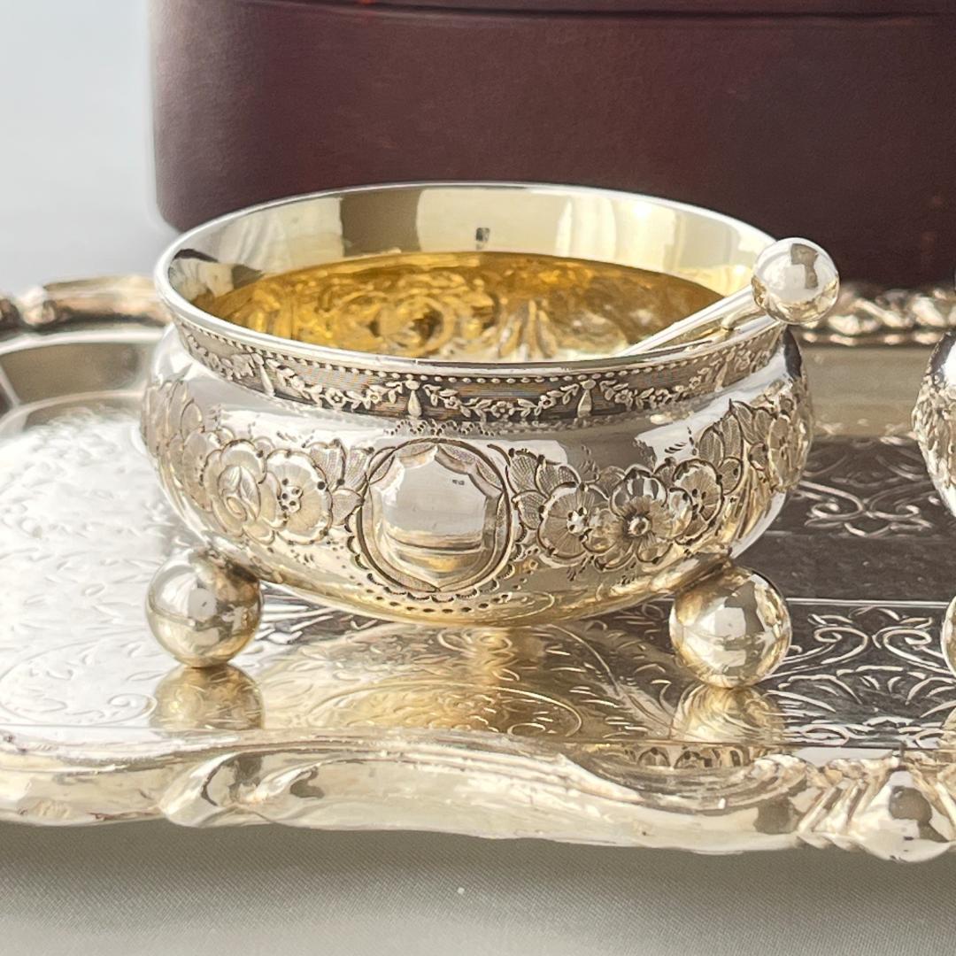 【Atkin Bros】 ビクトリアンのソルトポット / スプーン ペア