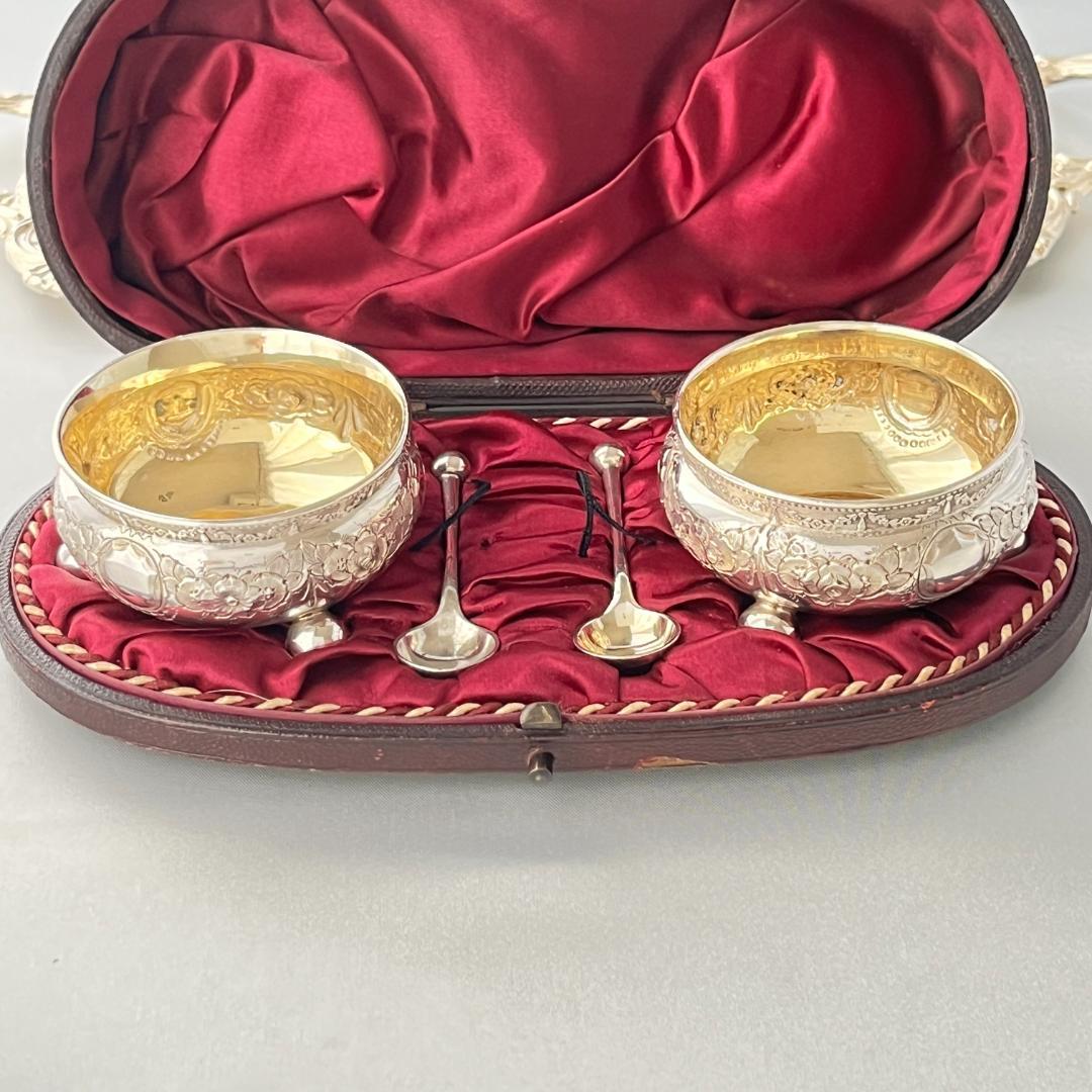 【Atkin Bros】 ビクトリアンのソルトポット / スプーン ペア